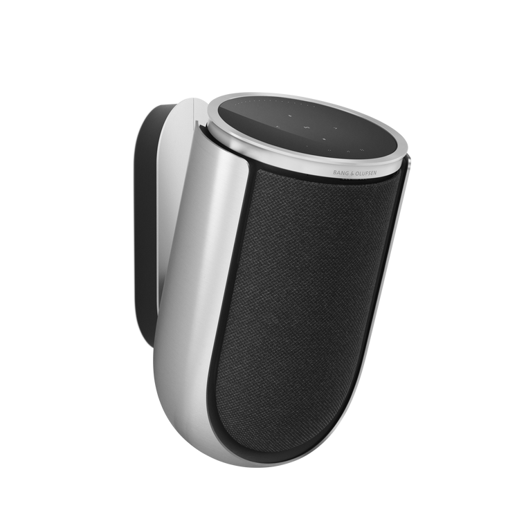 Beolab 8 – Natural Aluminium, Grey Melange Fabric Cover, Wall Bracket